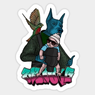 Crazy Dog with Cool Kid Sticker